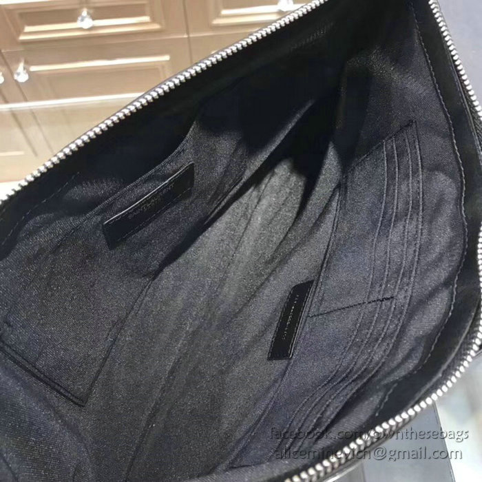 Saint Laurent Clutch Bag Black with Silver Hardware 440222