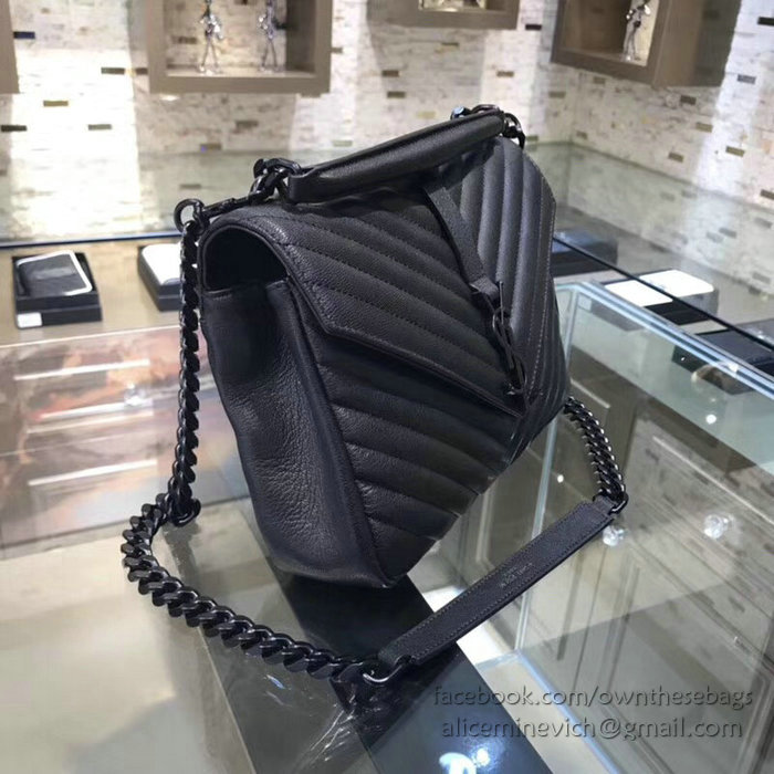 Saint Laurent Medium Matelasse Leather Shoulder Bag Black with Black hardware 428056