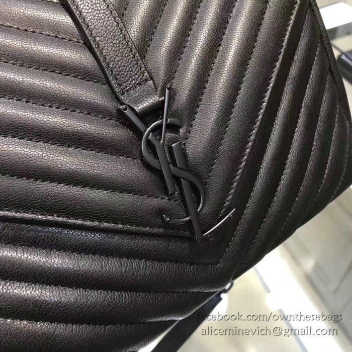 Saint Laurent Medium Matelasse Leather Shoulder Bag Black with Black hardware 428056