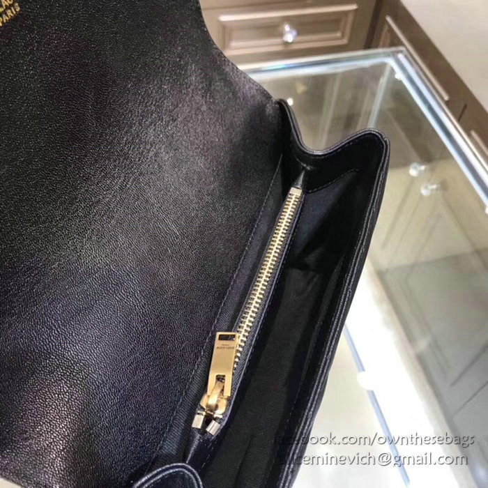 Saint Laurent Medium Matelasse Leather Shoulder Bag Black with Gold hardware 428056