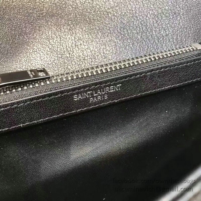 Saint Laurent Medium Matelasse Leather Shoulder Bag Black with Silver hardware 428056