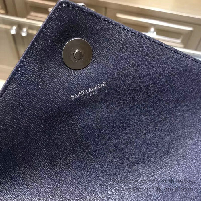 Saint Laurent Medium Matelasse Leather Shoulder Bag Blue with Silver hardware 428056