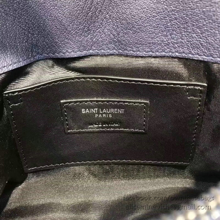 Saint Laurent Medium Matelasse Leather Shoulder Bag Blue with Silver hardware 428056