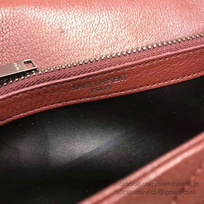 Saint Laurent Medium Matelasse Leather Shoulder Bag Burgundy 428056