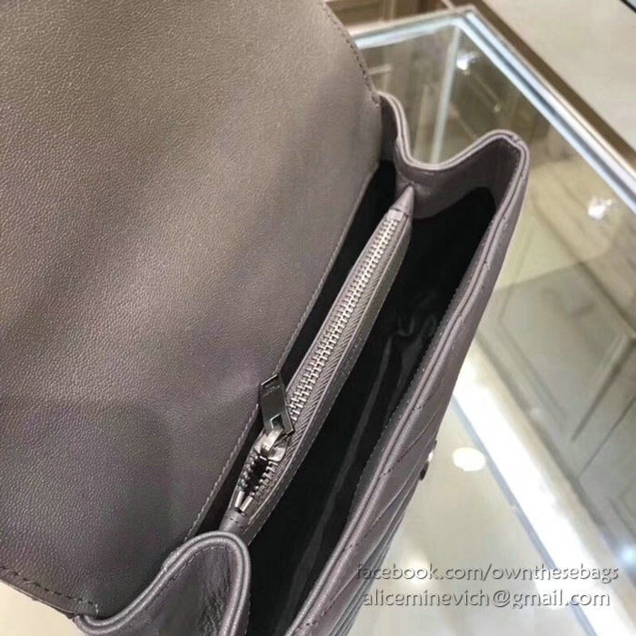 Saint Laurent Medium Matelasse Leather Shoulder Bag Grey 428056