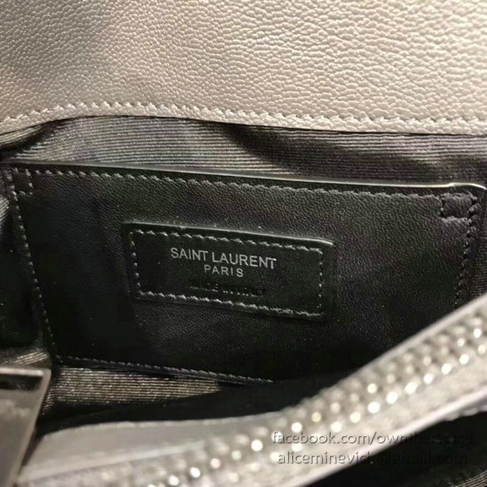 Saint Laurent Medium Matelasse Leather Shoulder Bag Grey 428056