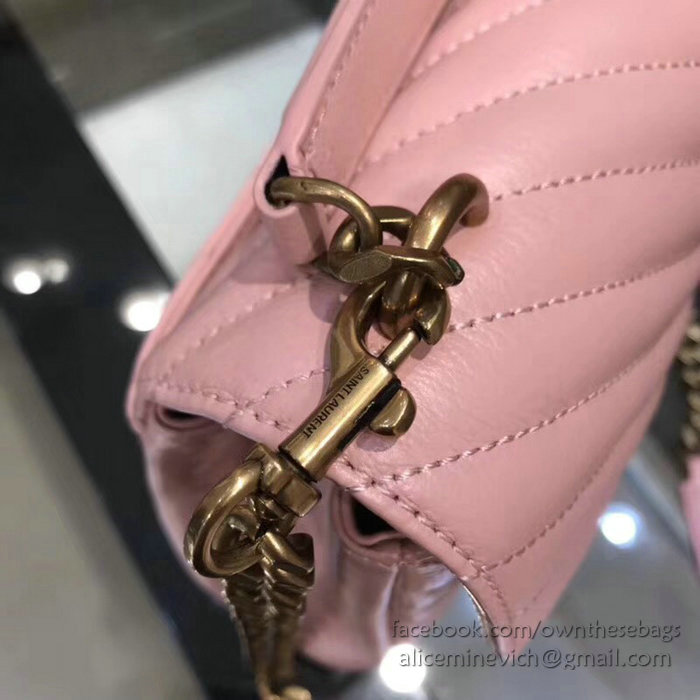 Saint Laurent Medium Matelasse Leather Shoulder Bag Pink 428056