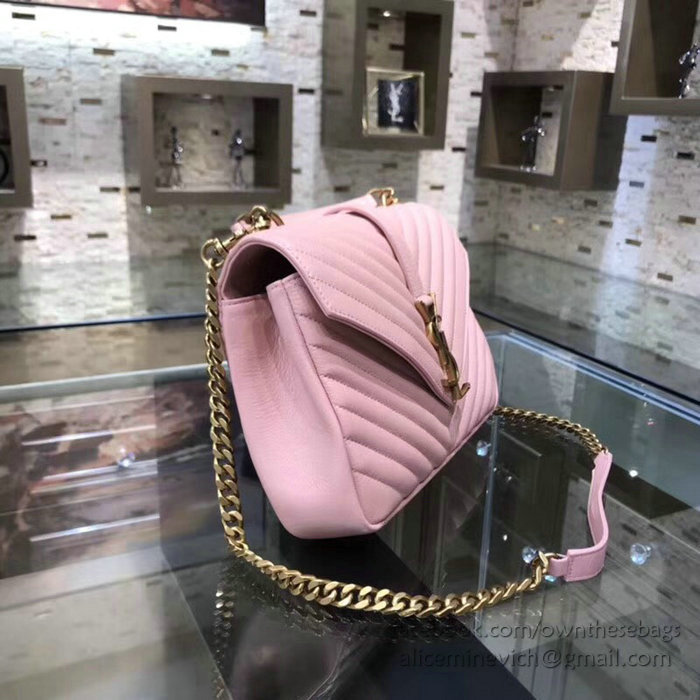 Saint Laurent Medium Matelasse Leather Shoulder Bag Pink 428056