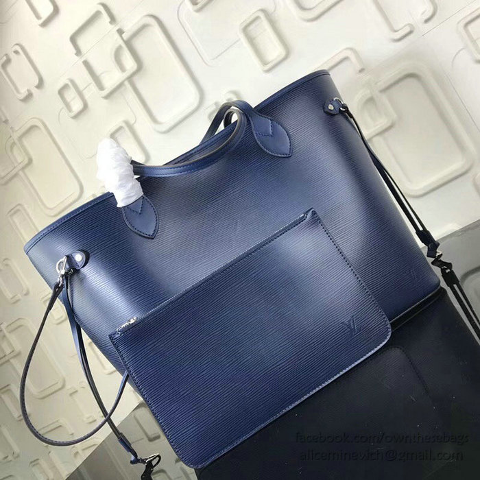 Louis Vuitton Epi Leather Neverfull MM Indigo Noir M51485