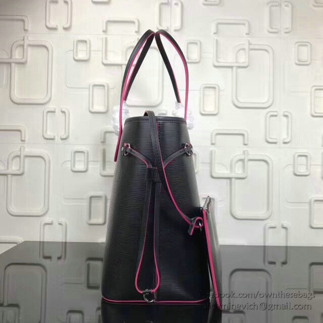 Louis Vuitton Epi Leather Neverfull MM Noir Rose M51485