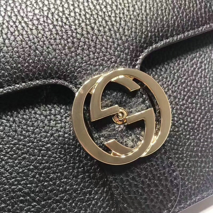 Gucci Interlocking GG Leather Crossbody Bag Black 510303
