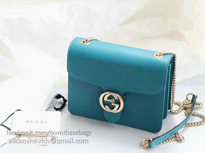 Gucci Interlocking GG Leather Crossbody Bag Blue 510304