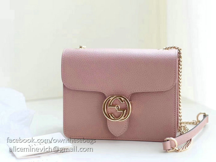 Gucci Interlocking GG Leather Crossbody Bag Pink 510304