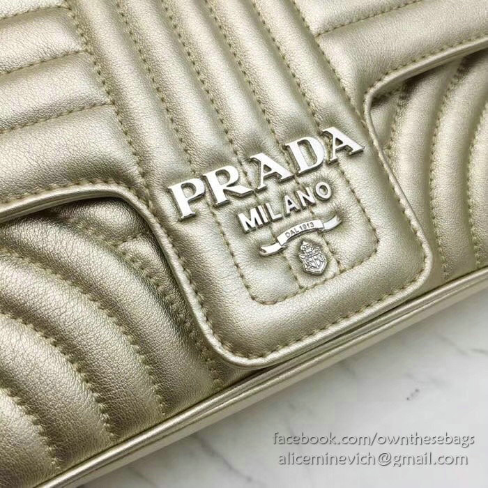 Prada Diagramme Leather Shoulder Bag Gold 1BD108