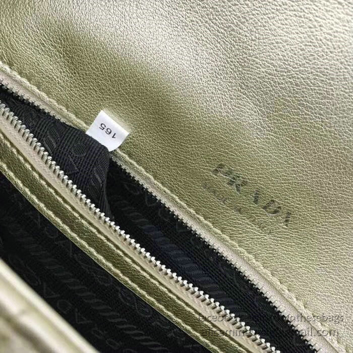 Prada Diagramme Leather Shoulder Bag Gold 1BD108