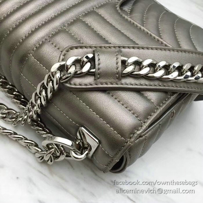 Prada Diagramme Leather Shoulder Bag Grey 1BD108
