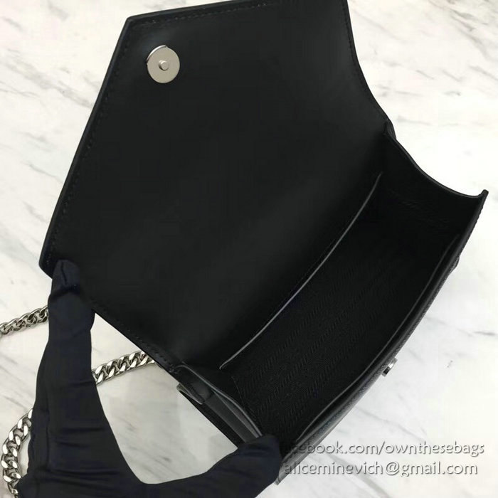 Prada Monochrome Saffiano Leather Bag Black 1BD127