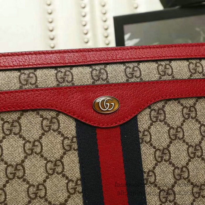 Gucci GG Supreme Medium Shoulder Bag Red 523354
