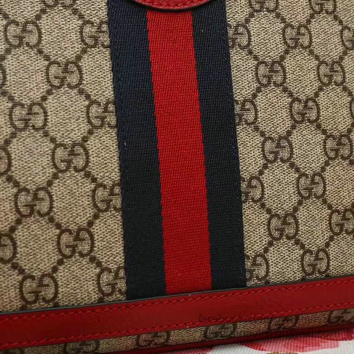 Gucci GG Supreme Medium Shoulder Bag Red 523354