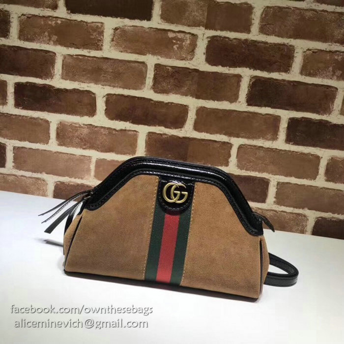 Gucci RE(BELLE) Suede Small Shoulder Bag Brown 524620