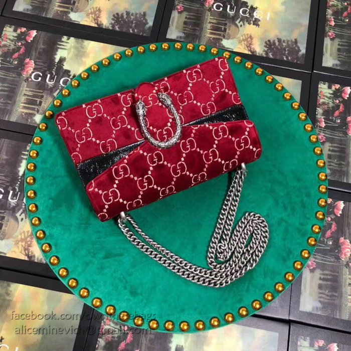 Gucci Dionysus GG Velvet Small Shoulder Bag Red 400249