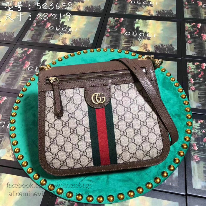 Gucci GG Canvas Shoulder Bag Brown 523658