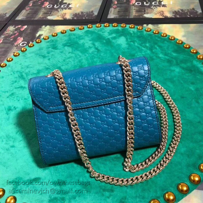 Gucci GG Guccissima Leather Mini Emily Crossbody Bag Blue 449636