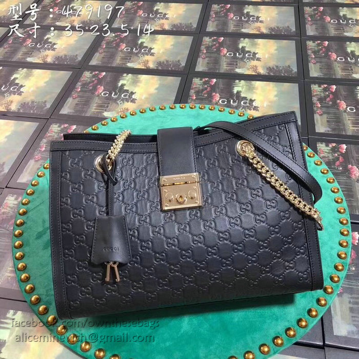 Gucci GG Guccissima Leather Shoulder Bag Black 479197