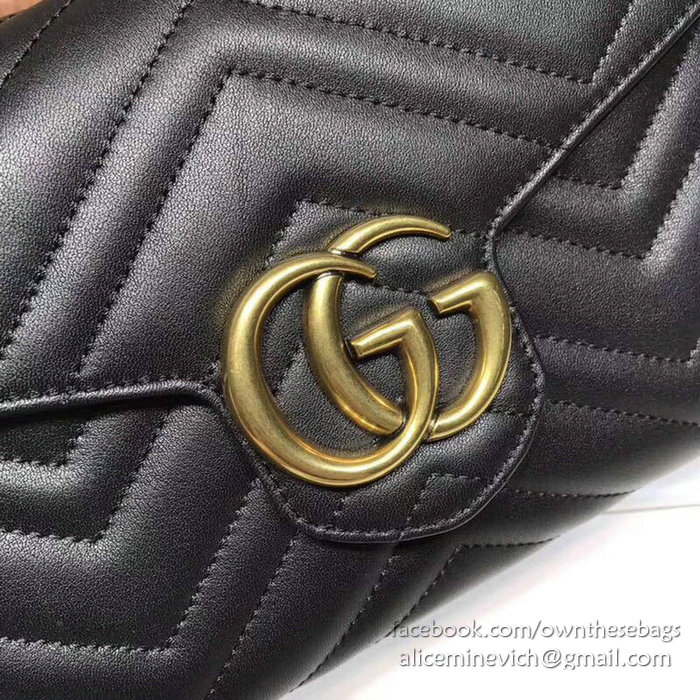 Gucci GG Marmont Leather Chain Wallet Black 474575