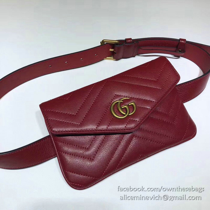 Gucci GG Marmont Matelasse Belt Bag Red 524597