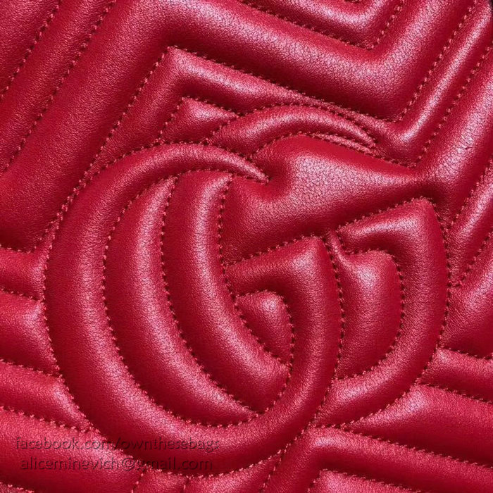 Gucci GG Marmont Matelasse Shoulder Bag Red 453569
