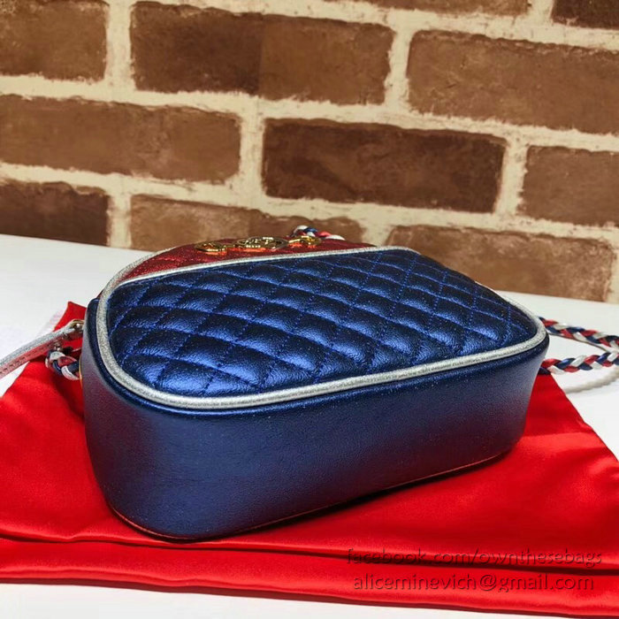 Gucci Laminated Leather Mini Bag Blue and Red 534951