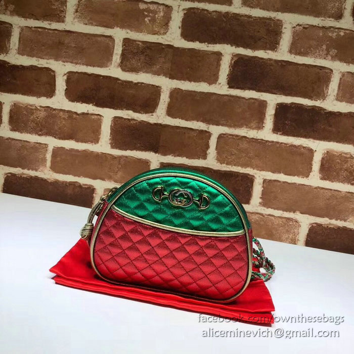 Gucci Laminated Leather Mini Bag Red and Green 534951