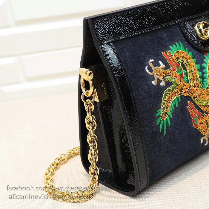 Gucci Ophidia Embroidered Small Shoulder Bag Blue 503877