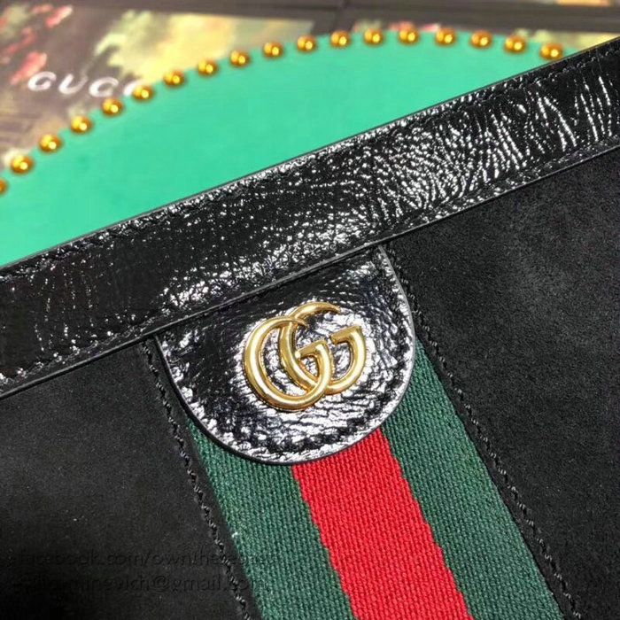 Gucci Ophidia Suede Medium Shoulder Bag Black 503876