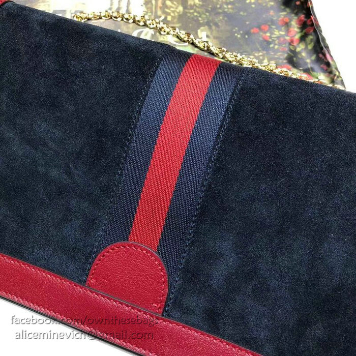 Gucci Ophidia Suede Medium Shoulder Bag Blue 503876