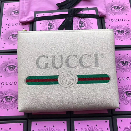 Gucci Print Leather Medium Portfolio White 500981