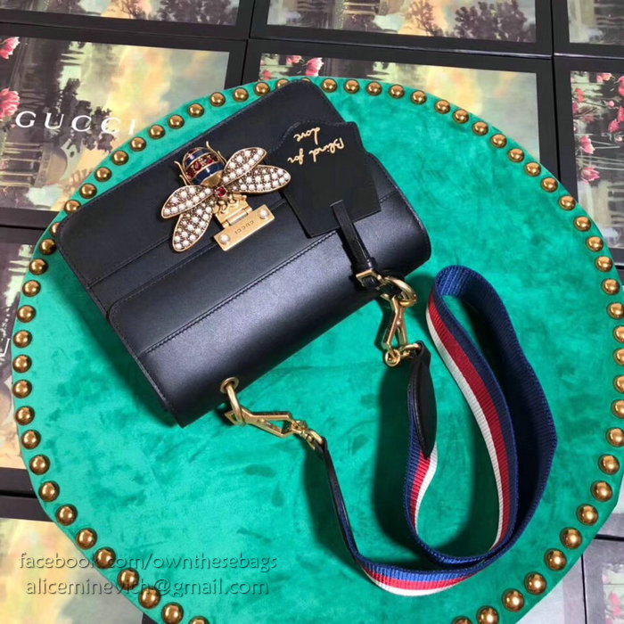 Gucci Queen Margaret Leather Shoulder Bag Black 476542