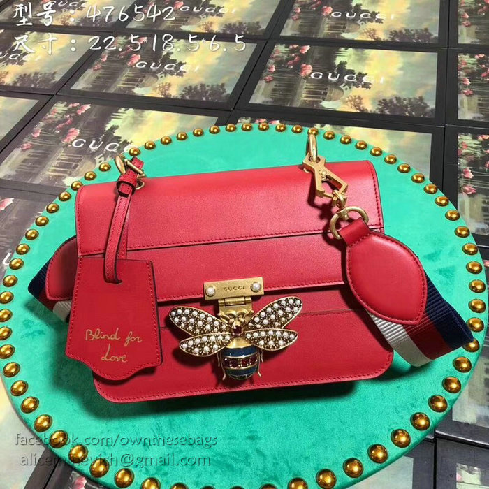 Gucci Queen Margaret Leather Shoulder Bag Red 476542