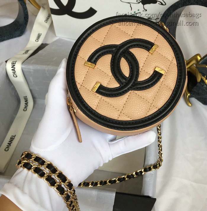 Chanel Caviar Leather Round Bag Nude A81105