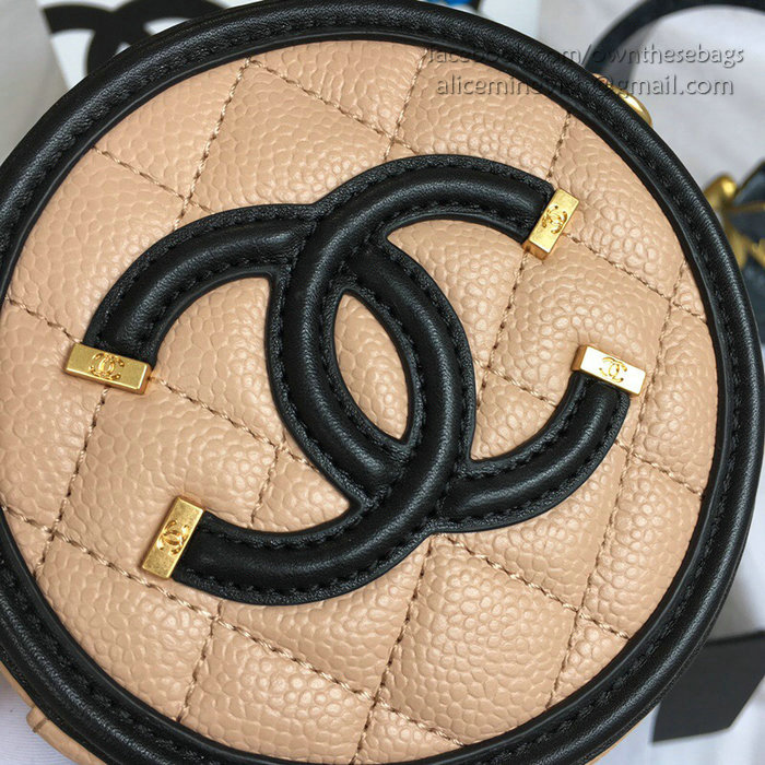 Chanel Caviar Leather Round Bag Nude A81105