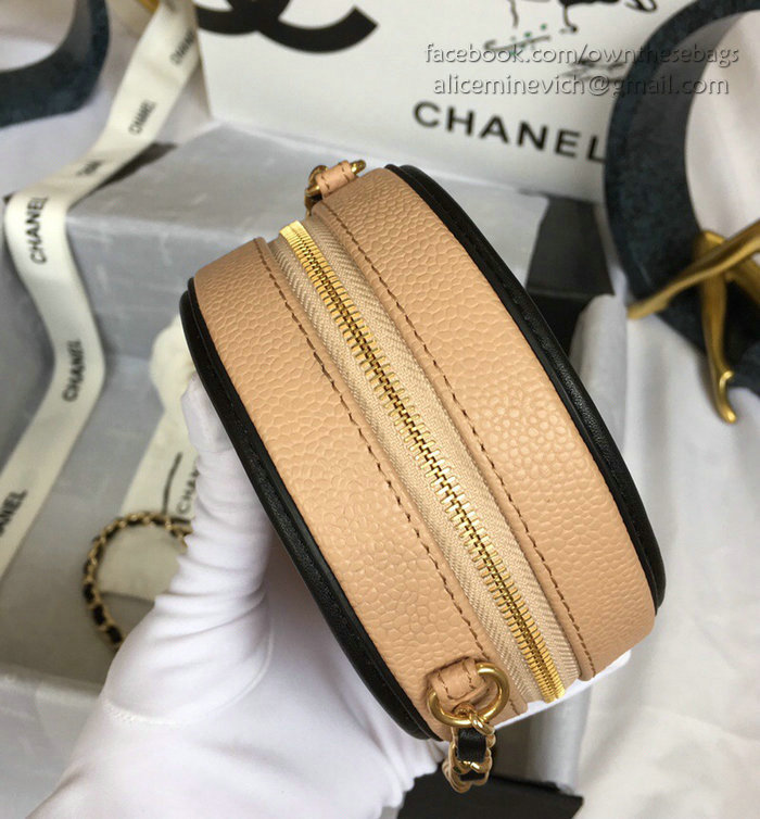 Chanel Caviar Leather Round Bag Nude A81105