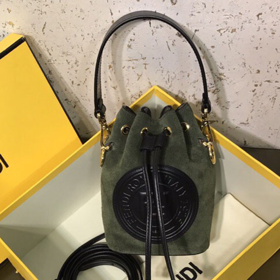 Fendi Calfskin Small Mon Tresor Bucket Bag Green F80101