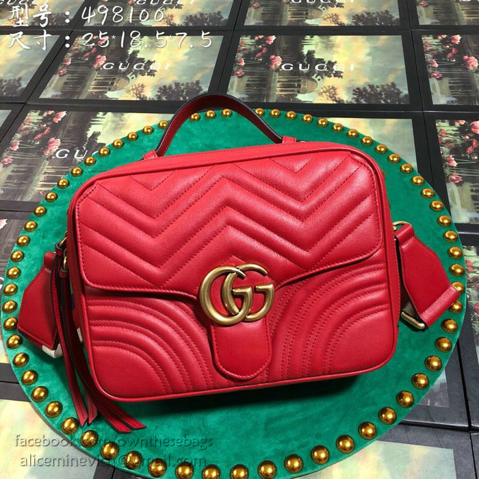 Gucci GG Marmont Small Shoulder Bag Red 498100