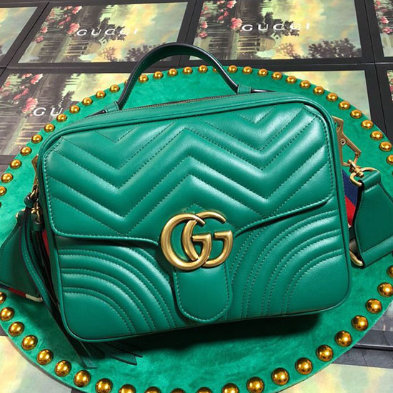 Gucci GG Marmont Small Top Handle Bag Green 498100