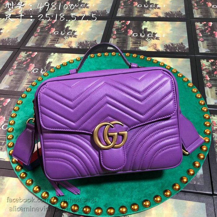 Gucci GG Marmont Small Top Handle Bag Purple 498100