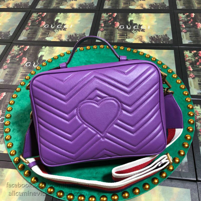 Gucci GG Marmont Small Top Handle Bag Purple 498100