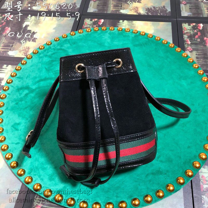 Gucci Suede Bucket Bag Black 550620