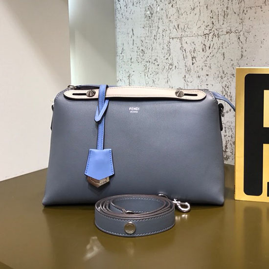 Fendi By The Way Regular Boston Bag Blue and White F81491
