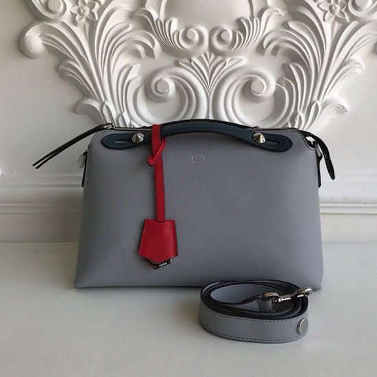 Fendi By The Way Regular Boston Bag Grey and Blue F81491